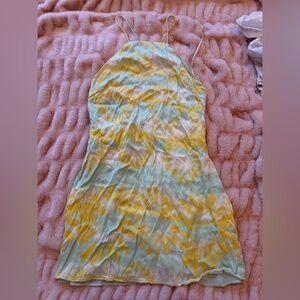 Zara Light Green tie die silk dress NWOT